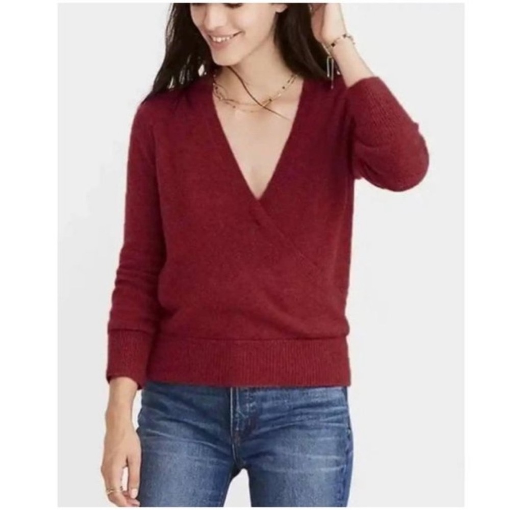 Madewell Deep Burgundy Wrap Sweater - Picture 2 of 10